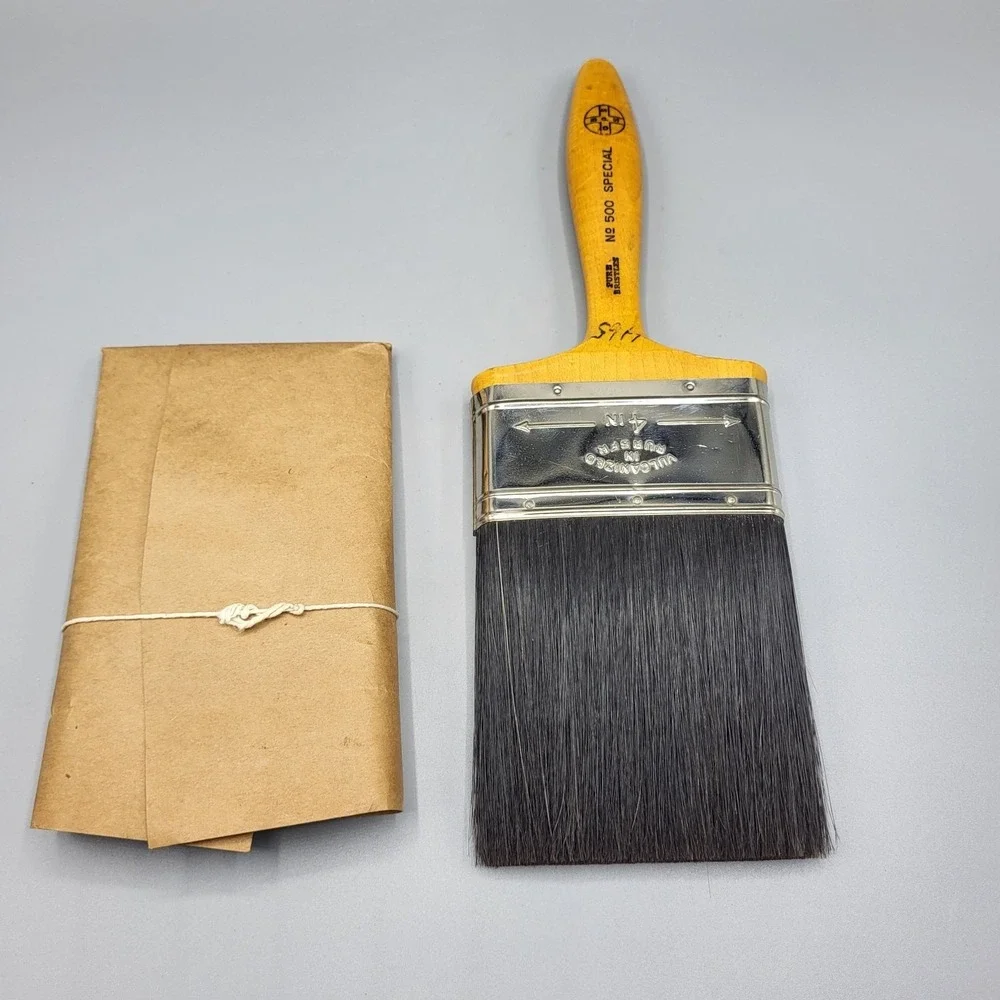 Vtg Patek Brothers Paint Brush No 500 4 Inch Pure Bristles Vulcanized In Rubber